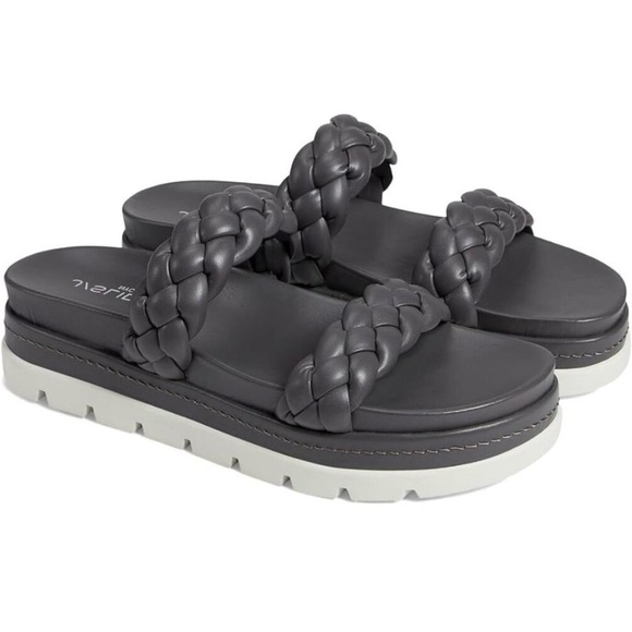 J/SLIDES Shoes - NWT J/SLIDES REESE Dark Grey Leather Woven Strap Sandal